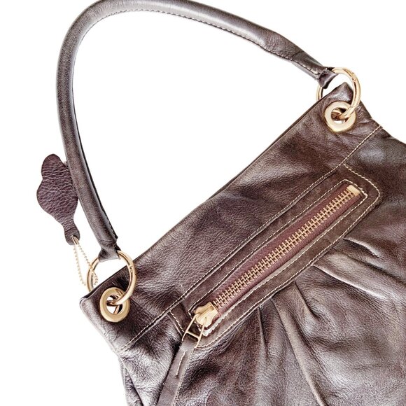 Vintage ROOTS Cognac Brown Leather OLIVIA Hobo Bag with Removable Strap - Picture 7 of 10
